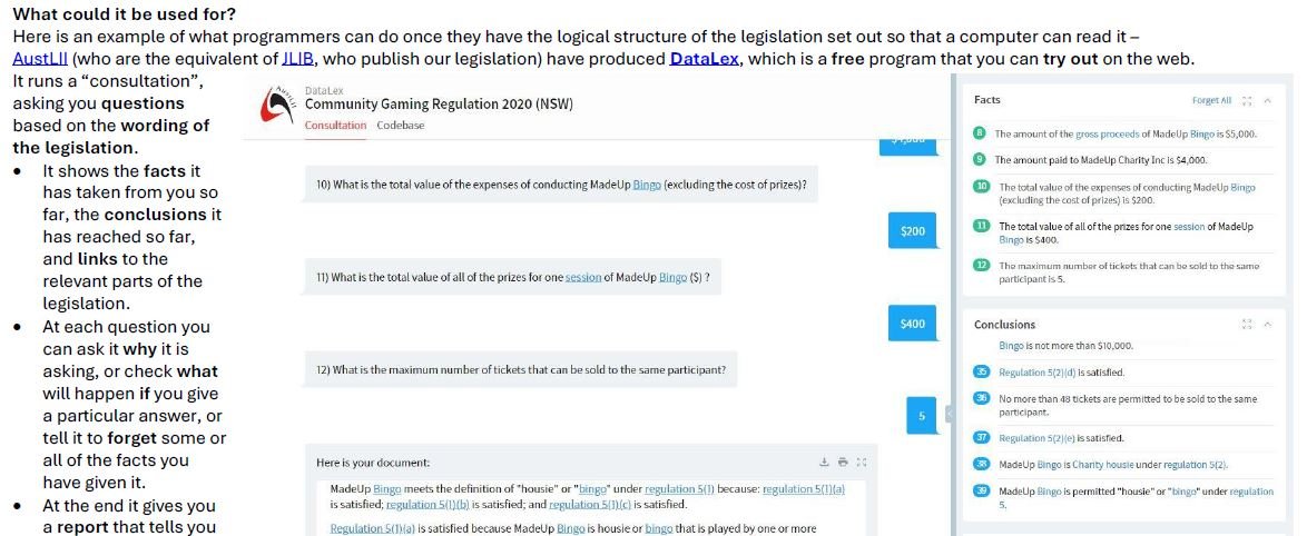DigitalLawsJsy's tweet image. Hello World!
This is the Computer-Readable Legislation Project from @JerseyLDO
We are working on ways to enable legislative drafters to mark up the logical structure of our drafts for computers to read.
Follow us for #RulesAsCode from a #LegislativeDrafting perspective