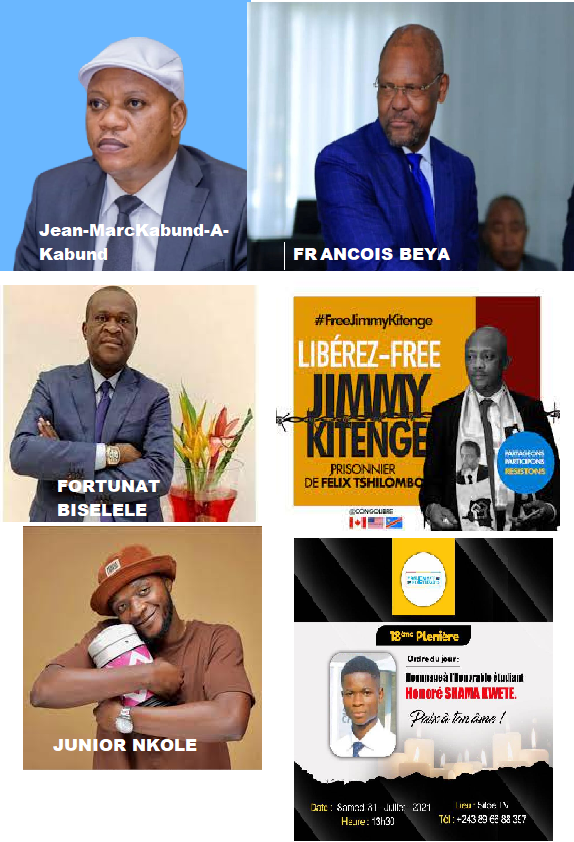 Que dire du mantien en détention d Kabund, après l liberté provisoire décidée par la C.d Cassation?Beya, d quoi on l accuse pour l obliger à l exile?Quid d Biselele,detenu sans formalisation ds accusations?J Kitenge?L acteur J.Nkole à l’ANR? #RDC #MENSONGES #PRISONNIERSPOLITIQUES