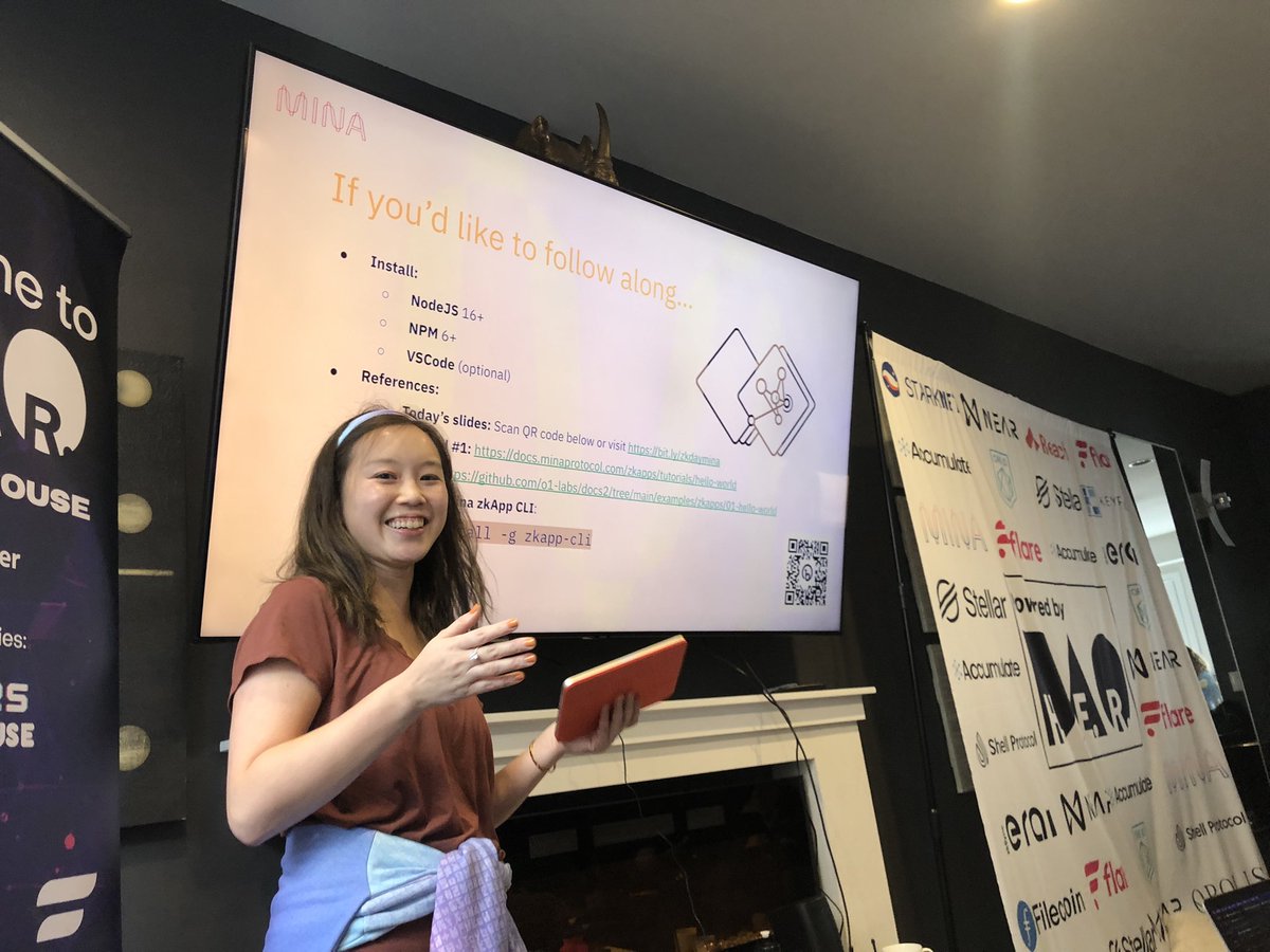 PrograMariaC's tweet image. Now at @MinaProtocol workshop at the @_HerDAO hacker house! #ETHDenver2023 #MINA #Web3