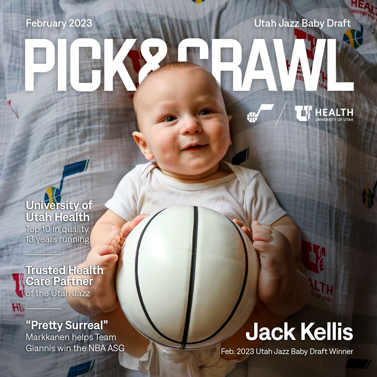 utahjazz's tweet photo. Now that’s one cute baby baller  🍼🏀

Congratulations to Jack Kellis, our Feb. 2023 Utah Jazz #BabyDraft winner. Enter your little one for the chance to win some great prizes!

#TakeNote | @UofUHealth