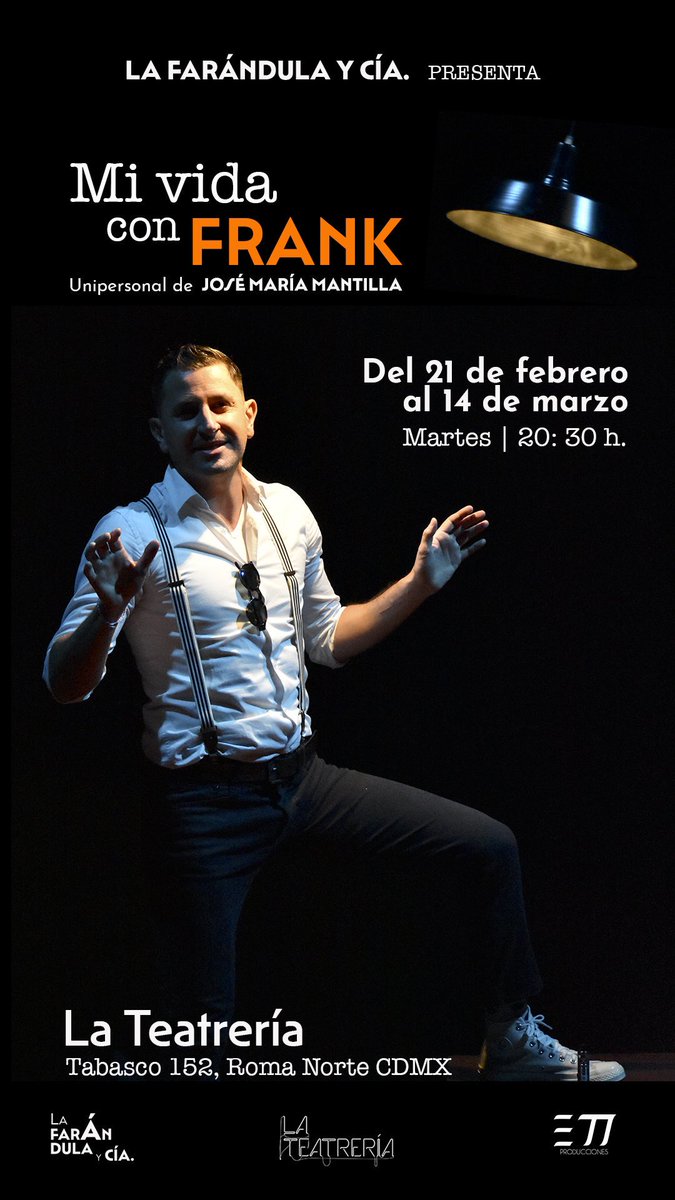 Entretenia's tweet photo. Tenemos 5 PASES DOBLES! 

“Mi Vida con Frank” MAÑANA 20:30 La Teatrería. 

Dinos tu nombre y por qué amas el teatro y listo! https://t.co/rFBJPCf9Wi