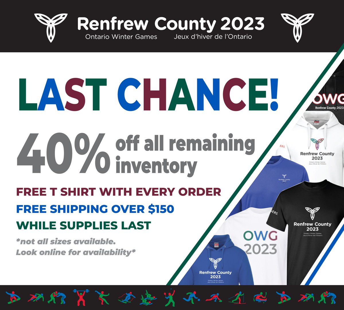 This is your last chance to get your hands on some #OWG Merch before it is gone. There are limited quantities of inventory being offered for 40% off. The webstore will remain open until March 31. To check out the stock visit …ariowintergames.secure-decoration.com
#OWG2023 #RenfrewCounty2023