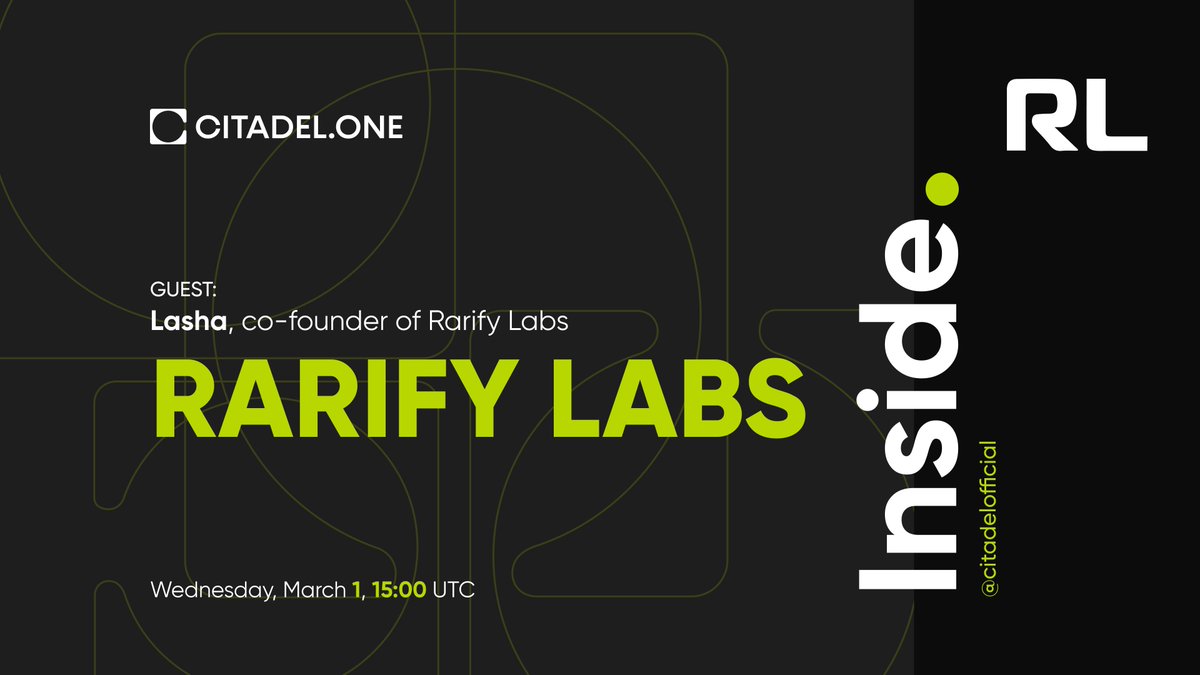 Let’s talk about interoperability!

This Wednesday on INSIDE we’ll meet <a href="/LashaAntadze/">Lasha | Rarimo 👤</a>, co-founder of @RarifyLabs, a service provider dedicated to advancing the next generation interoperability <a href="/Rarimo_protocol/">Rarimo 👤</a>

Come join us! 

📍 t.me/citadelofficial
⏰ March 1, 15:00 UTC