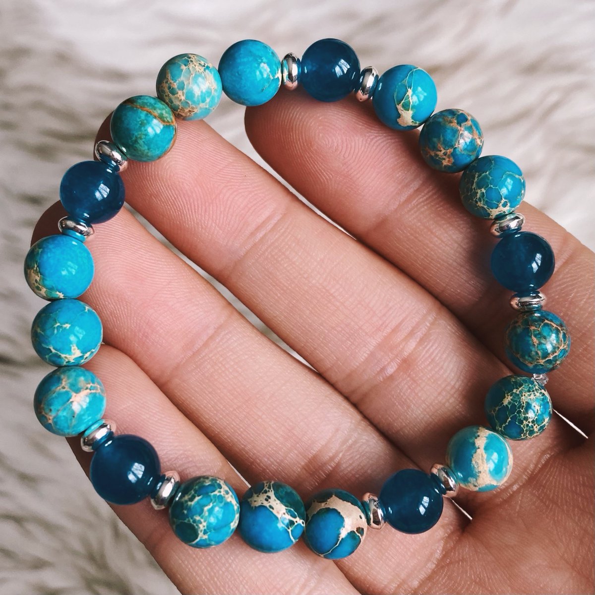 THE DREAMER 💭🦋✨
inspiration • imagination • enlightenment

this bracelet was made with
imperial jasper &amp; blue jade