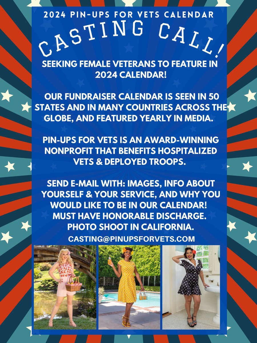 PinUps For Vets on Twitter "Seeking female Veterans for 2024 calendar