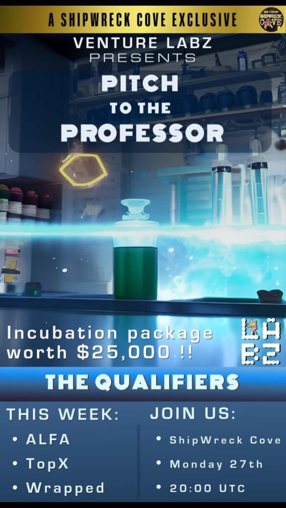 COME LISTEN TO PROJECTS PITCH TO WIN OUR 25k VENTURE LABZ PACKAGE 

8pm utc 

#win #comp #ama #prizes #giveaway #live

t.me/Shipwreck_Cove