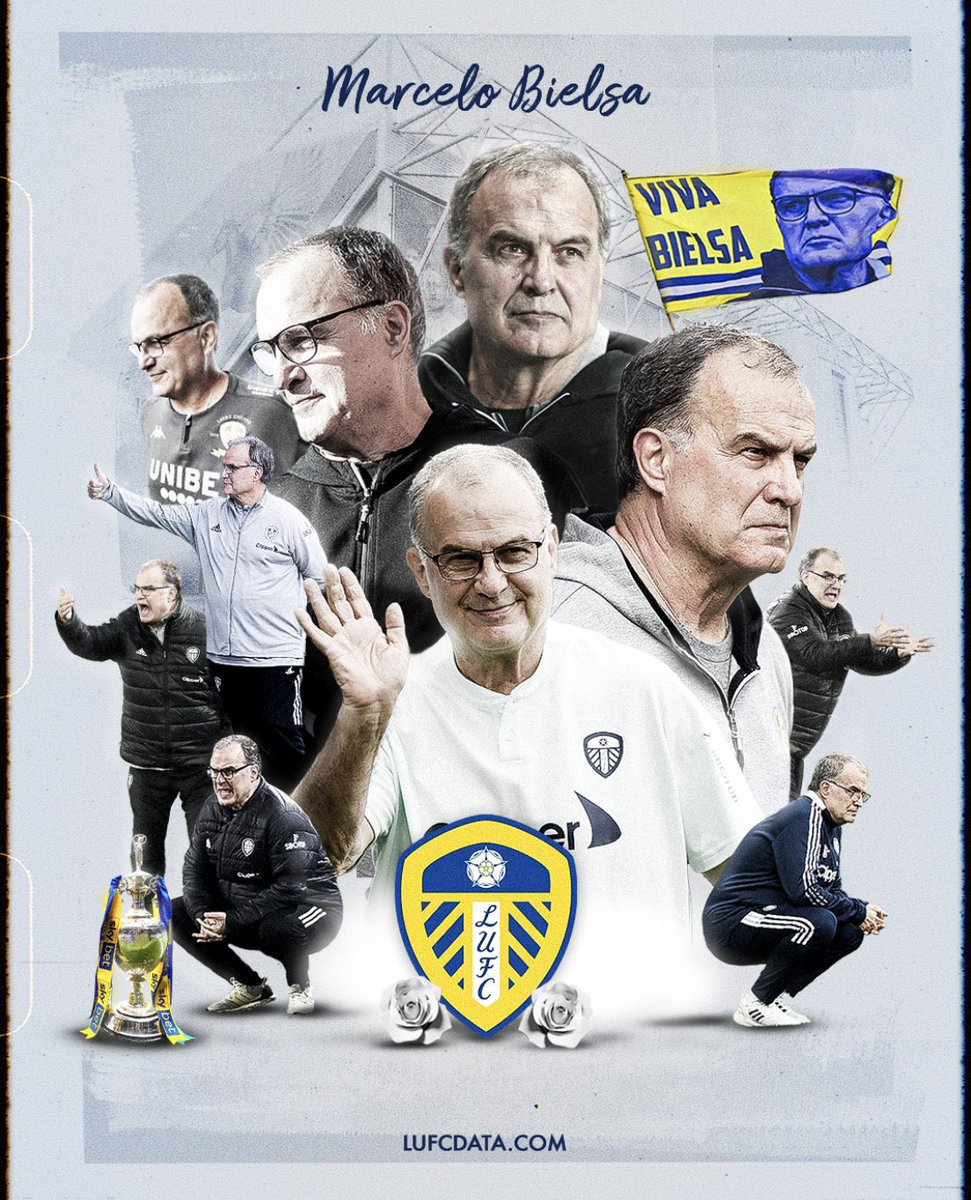 LUFCDATA's tweet photo. On This Day: In 2022, Leeds parted ways with club legend Marcelo Bielsa. 

170 Matches
47.06% Win rate
1 Championship title 🏆
1 FIFA Fair Play Award 🏆
1 LMA Champ Manager of the Year 🏆
3 Manager of the Month awards 🏆

🇦🇷💙🤍💛 https://t.co/pZy5WYP7XK