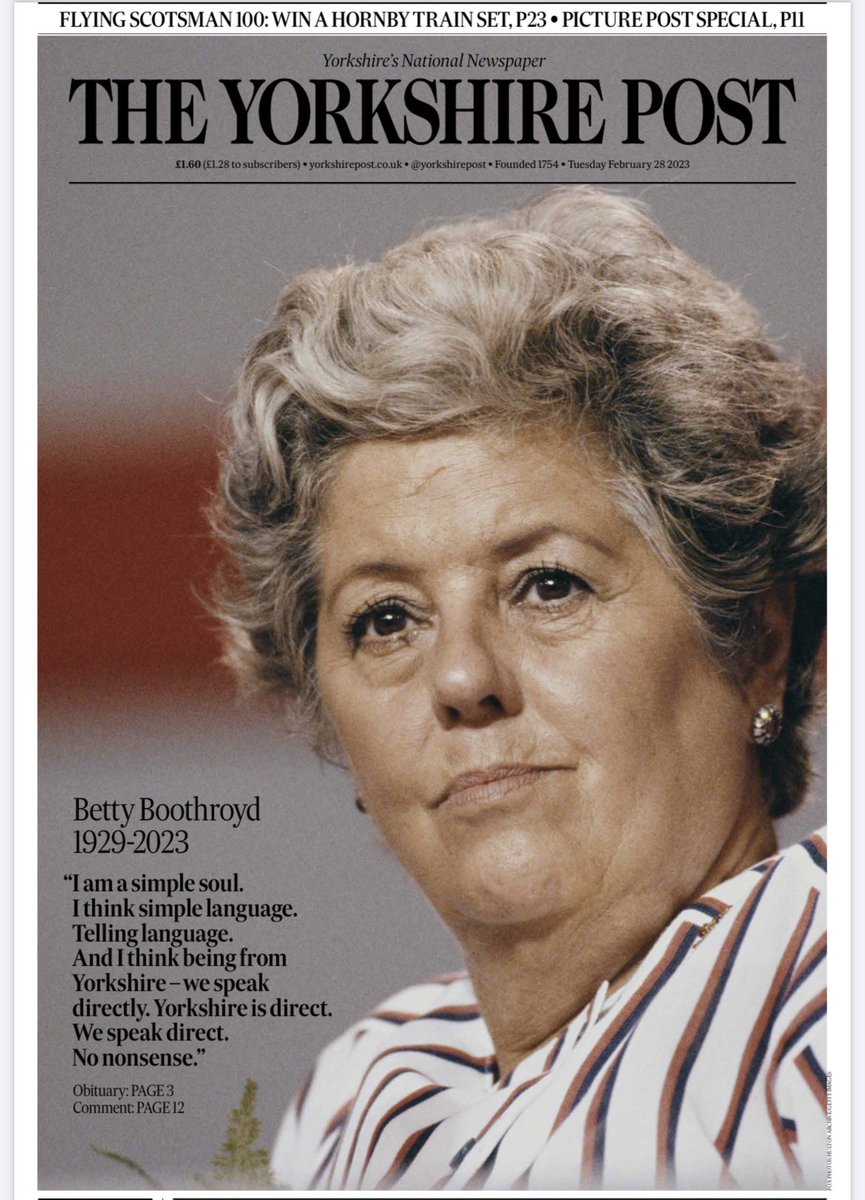 JayMitchinson's tweet photo. I didn’t decide that poster front treatment was the least that Betty deserves. The team didn’t make that decision. Betty did. Her achievements, contributions, endeavours and energy decided that. 

Baroness Boothroyd. Pioneer. https://t.co/scTJo2G13d