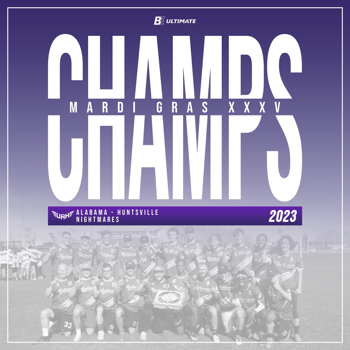 .<a href="/UAHUltimate/">UAH Men's Ultimate</a> are the 2023 Mardi Gras XXXV Men's Division Champions 🏆 #BEteam⁠⁠ #collegeultimate⁠ #BEchamps