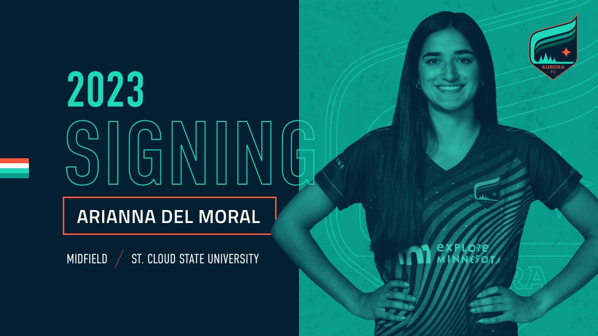 MNAuroraFC's tweet photo. She's baaaaack! Arianna Del Moral (@adelmoral99) returns for the 2023 season 🤩

"I’m looking forward to the new challenges that we will face and hope to bring the USL W title to Minnesota"

#WeAreAurora | #ForTheW https://t.co/0b2sozsKSR