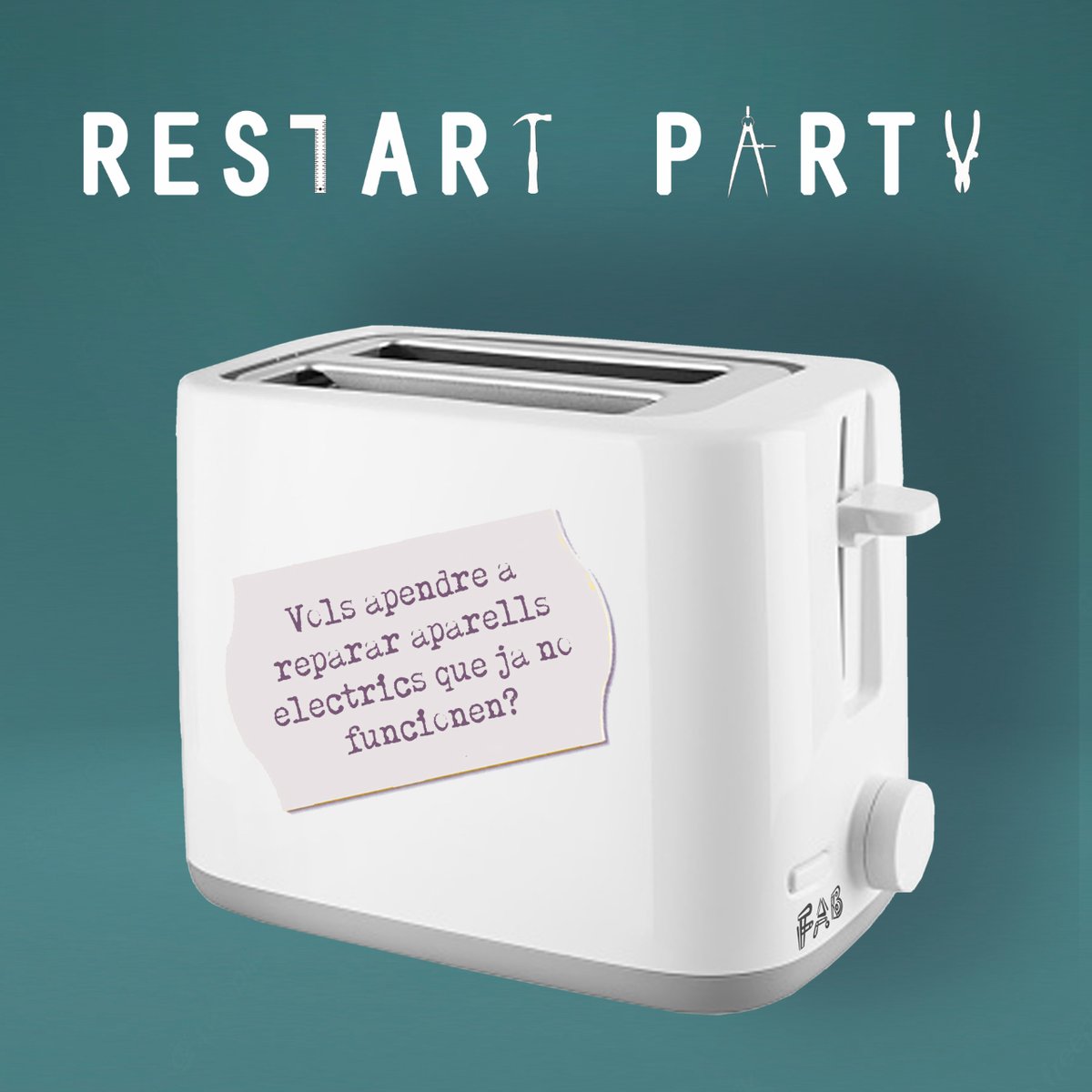 Tens aparells elèctrics que ja no funcionen? Vine el 11 de març a la Restart Party i t'ensenyem a reparar-los! Més info a: bit.ly/3S1WC7D