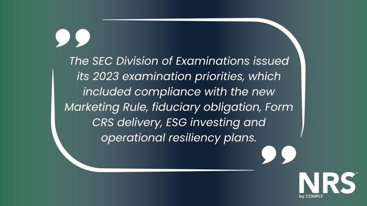 Due to the pace of continued growth, the #SEC's Division of Examinations made clear within their 2023 priorities its aim to examine and audit private fund advisers to ensure continued compliance with all regulatory requirements.

Learn more. okt.to/PQrjmO