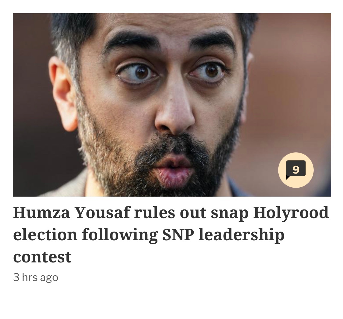 Fyrishsunset's tweet photo. Herald : HUMZA Yousaf has insisted there is no need for a Holyrood election after the SNP pick their new leader. That's despite his party claiming it was "undemocratic" for the Tories to put Rishi Sunak into No 10 without a vote.

 #HumzaTheHypocrite https://t.co/yXCoApX704