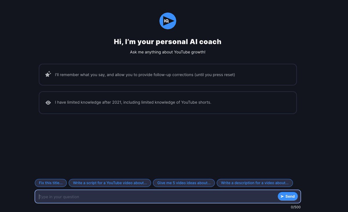 vidIQ's tweet photo. Have you tried our NEW A.I. Coach yet?? Drop your favorite responses below!

You can try it out now (Currently in BETA) at https://t.co/sRXcfuYdNG https://t.co/0Koes0hbiG