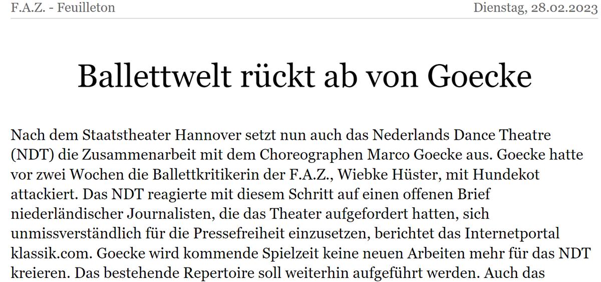 storydoxs's tweet photo. Dann doch: #NDT setzt die #Ballett Zusammenarbeit mit #Goecke aus ...
#hundekot https://t.co/PXC0v1pdob