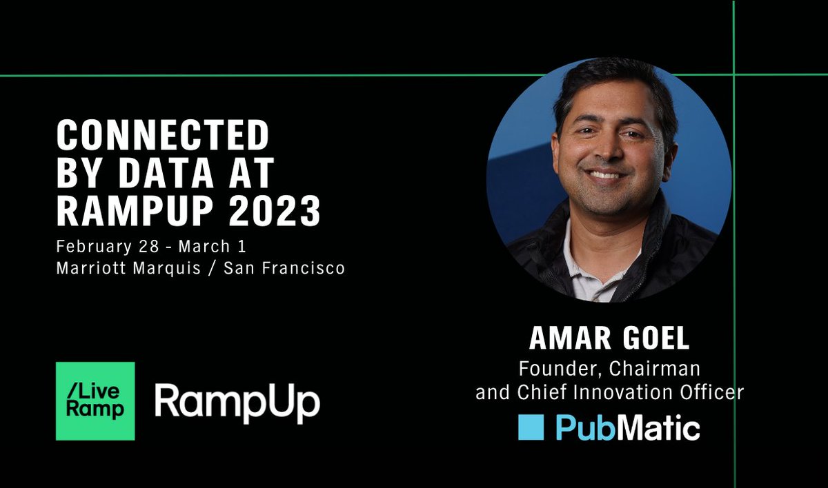 Data connects us all. Join our own <a href="/amargoel/">amargoel</a> at <a href="/RampUp/">RampUp</a> this week to learn about the next wave of #digitaladvertising innovation. See you in San Francisco! #RampUp23 events.pubmatic.com/liveramprampup…