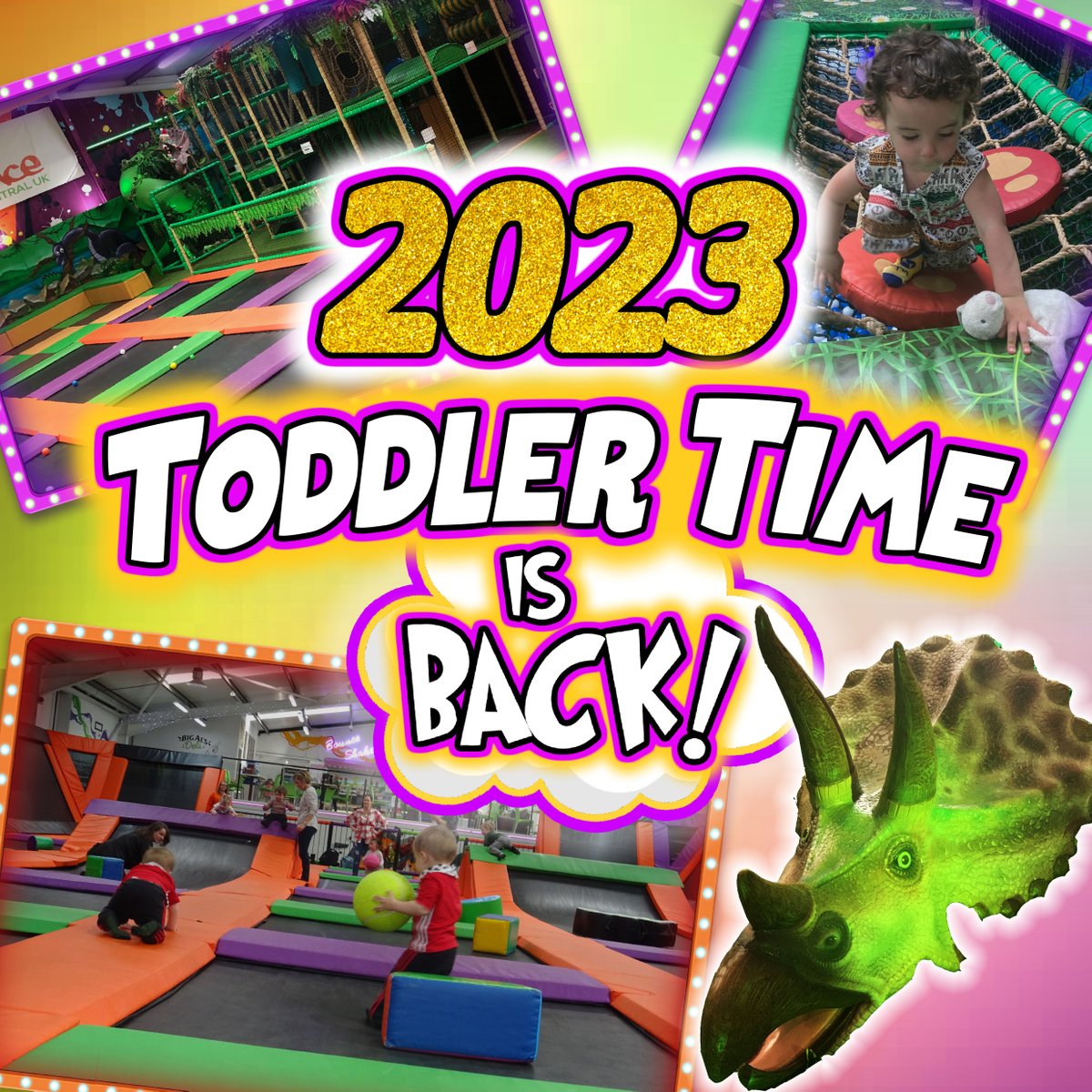 bouncecentraluk's tweet photo. 🦖👶🦖👶🏾🦖 TODDLER TIME IS BACK! 🦖👶🦖👶🏾🦖
Monday to Friday 10am - 4pm (Four years and under) 
For more info visit our website at https://t.co/d6tg0ZFHdd https://t.co/wolWLzAYDt