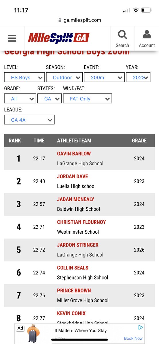 la_track's tweet photo. Gavin Barlow and Jardon Stringer are both in the top five in the state in 4A in the 200 meters. Go Grangers!!! https://t.co/Lyjn6xtlC2