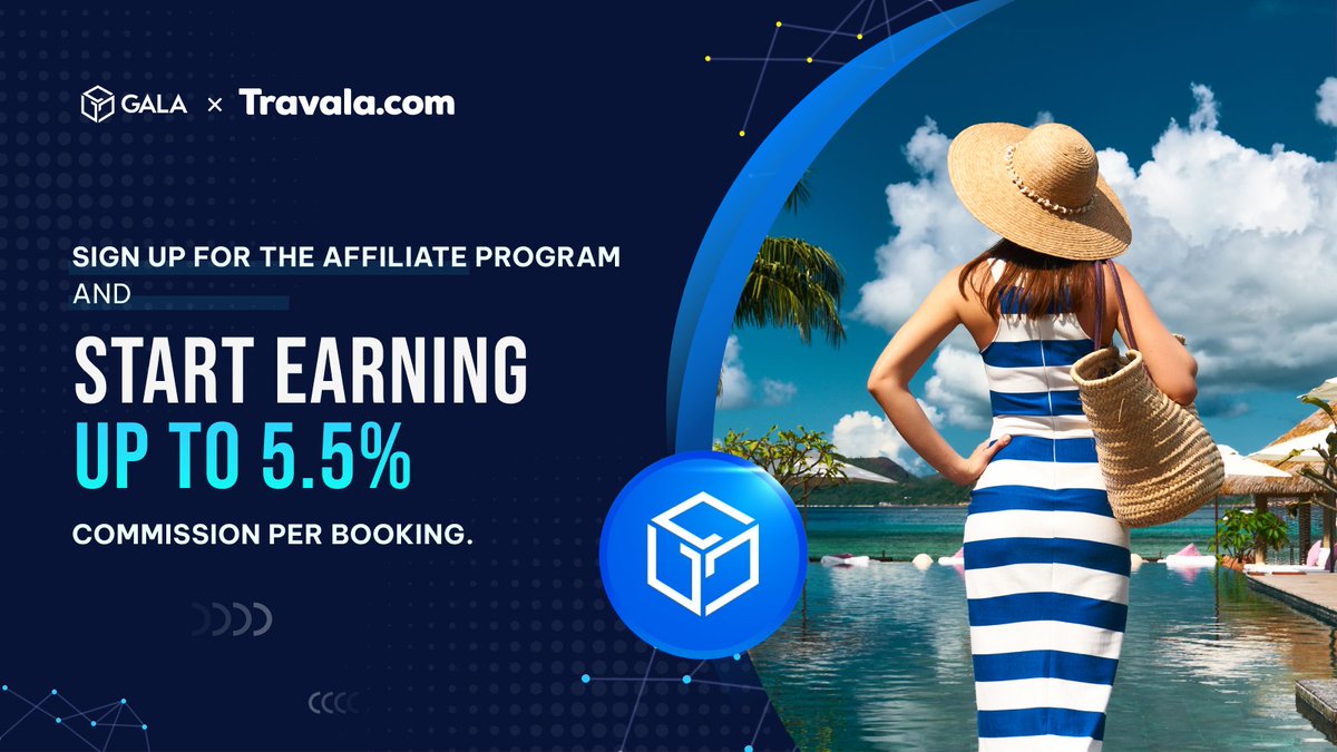 Travala.com 🏨 ✈️ (@travalacom) on Twitter photo Attention $GALA community!
Want to earn rewards while helping others save on travel? 🌎
Join the Travala affiliate program and start earning up to 5.5% commission per booking. 🛎️
Sign up now! <a href="/GoGalaGames/">Gala Games</a>
bit.ly/3XwbcFr Attention $GALA community!
Want to earn rewards while helping others save on travel? 🌎
Join the Travala affiliate program and start earning up to 5.5% commission per booking. 🛎️
Sign up now! <a href="/GoGalaGames/">Gala Games</a>
bit.ly/3XwbcFr