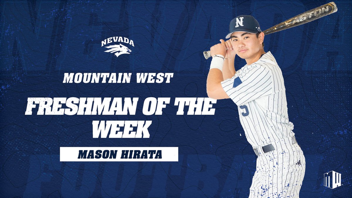 NevadaBaseball's tweet photo. Our first @MountainWest weekly honor of 2023!

2B @HirataMason has been named Mountain West Freshman of the Week after our series win over California Baptist!

STORY ➡️ https://t.co/zE2w4Ua1LS

#BattleBorn https://t.co/QAkdi5uJnj