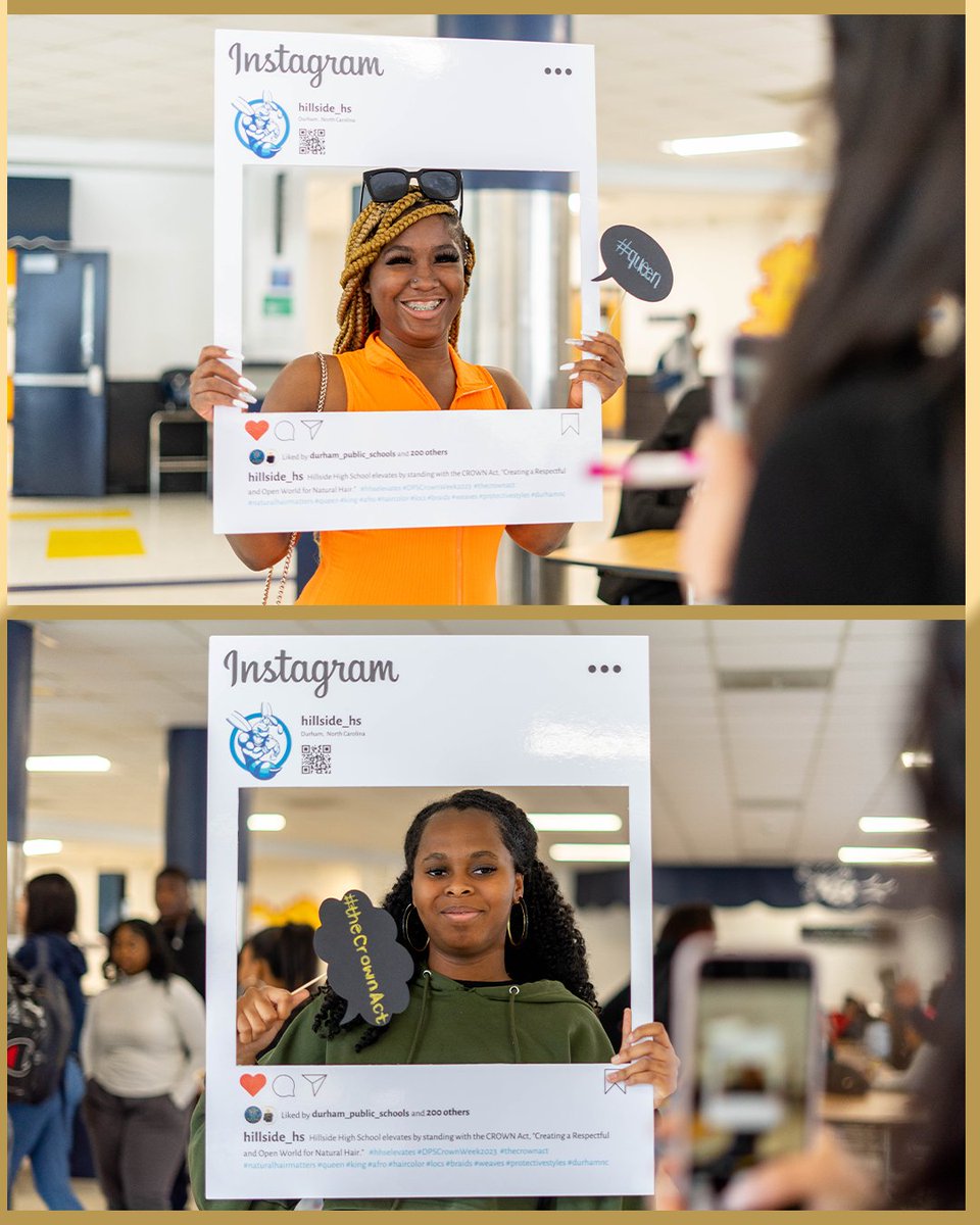 DurhamPublicSch's tweet image. #DPSCrownWeek2023 | Students at Hillside High School celebrated the first day of CROWN Spirit Week by capturing photos of many unique CROWNs on campus! Big thanks to Professor Jahara Davis for allowing us to capture her students in action! #WeAreDPS