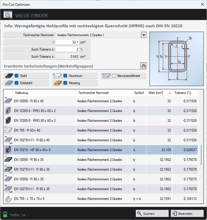 rigotech_de's tweet image. #PreCutOptimizer - #ValueFinder - integriertes Tool zur #Suche nach technischen #Kennwerten