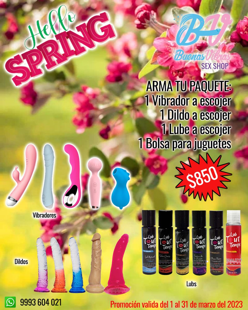 BuenasVibrasMid's tweet photo. Arranca esta primavera con TODOOO!!!
🌺🌸🌼🌷🌹🌺🌸🌼🌷🌹
#primavera #comoburroenprimavera #promo #promoprimavera #marzo #enriquecetuvidasexual #buenasvibras #vibradores #dildos #sexshopmerida #meridahot https://t.co/hGKDMUNHlK