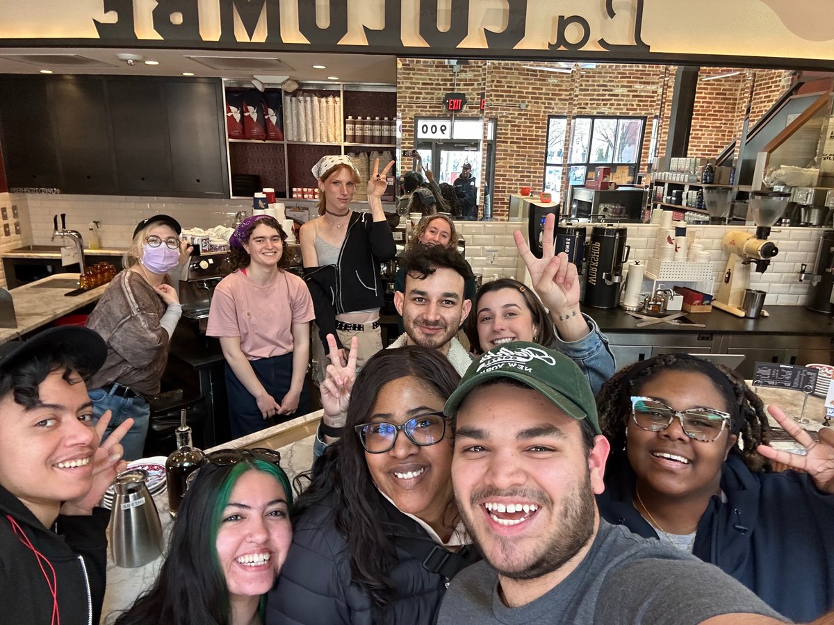 sbwupocket's tweet image. This weekend POCKET visited DC and took a pit stop to visit our union barista siblings at La Colombe. @SBWorkersUnited @lcworkersunion #solidarityforever #unionstrong