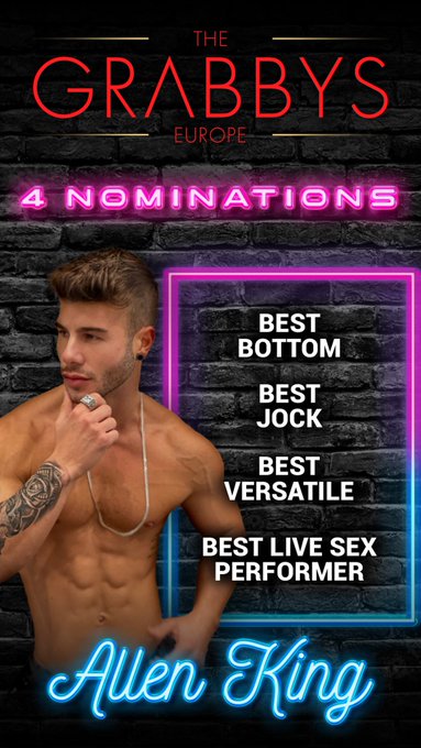 4 nominations in the @GrabbysEurope 
- Best Bottom    - Best Jock
- Best Versatile - Best Live sex Performer
Vote
