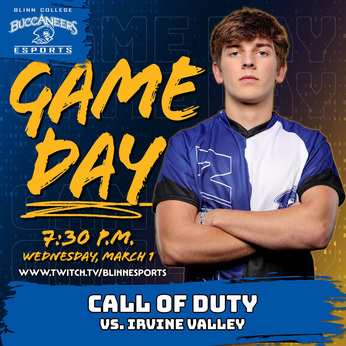 Back to Back action tonight for the Blinn COD team

VS. Hutchinson Community College at 5:00

VS <a href="/IVCesports/">IVC Esports</a> at 7:30

catch all the action at twitch.tv/blinnesports