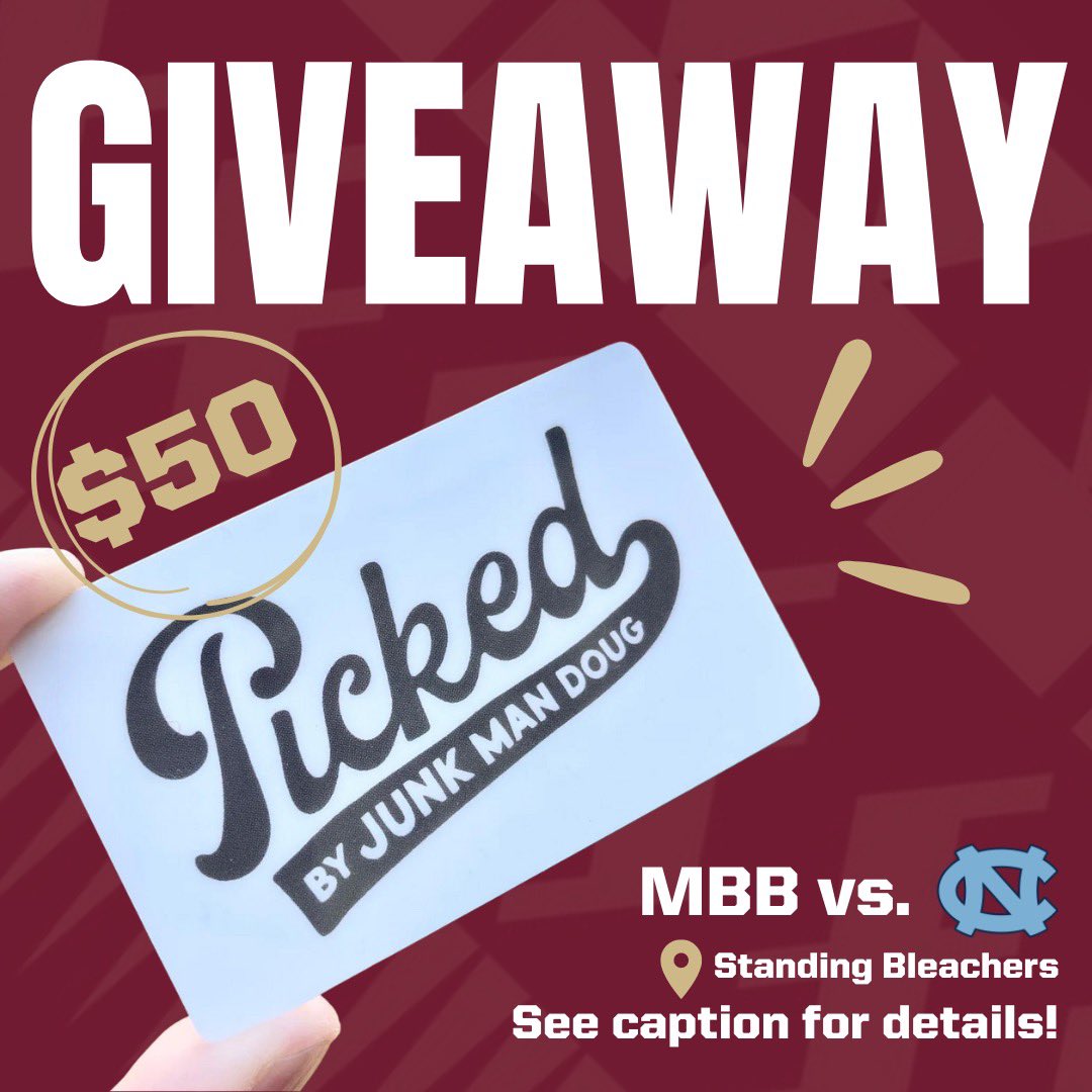 thenolezone's tweet image. 📣 GAMEDAAYYYY 📣 

MBB takes on UNC TONIGHT at 7pm for their final home game of the season! Gates open at 6pm, and tickets are still available using the link in our bio! 🎟️ 

Tonight, we will be giving away a $50 Picked gift card to one lucky FSU student that stands with us! 👀
