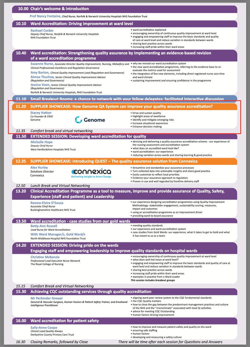 genome_digital's tweet photo. We are looking forward to seeing you all 🤩 at the #WardAccreditation @HCUK_Exhibs conference tomorrow. Fantastic speakers 🔥 as always @guccichelle @DrNancyFontaine @SallyannQA1 @NurseReema @BettyAnnRussel4 @PerbinderGrewal @kim_okeeffe @FabNHSStuff @HCUK_Clare @HCUK_Sana https://t.co/0oidt1rZ3k