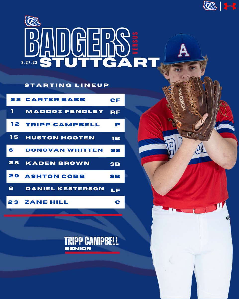 Arkadelphia Badger Baseball (@arkadelphiabsb) on Twitter photo Your starting lineup for the 2023 Season Opener‼️
#ctc
<a href="/Tripp_Cannon/">Tripp Campbell</a> <a href="/APSD_Athletics/">Arkadelphia Athletics</a> Your starting lineup for the 2023 Season Opener‼️
#ctc
<a href="/Tripp_Cannon/">Tripp Campbell</a> <a href="/APSD_Athletics/">Arkadelphia Athletics</a>
