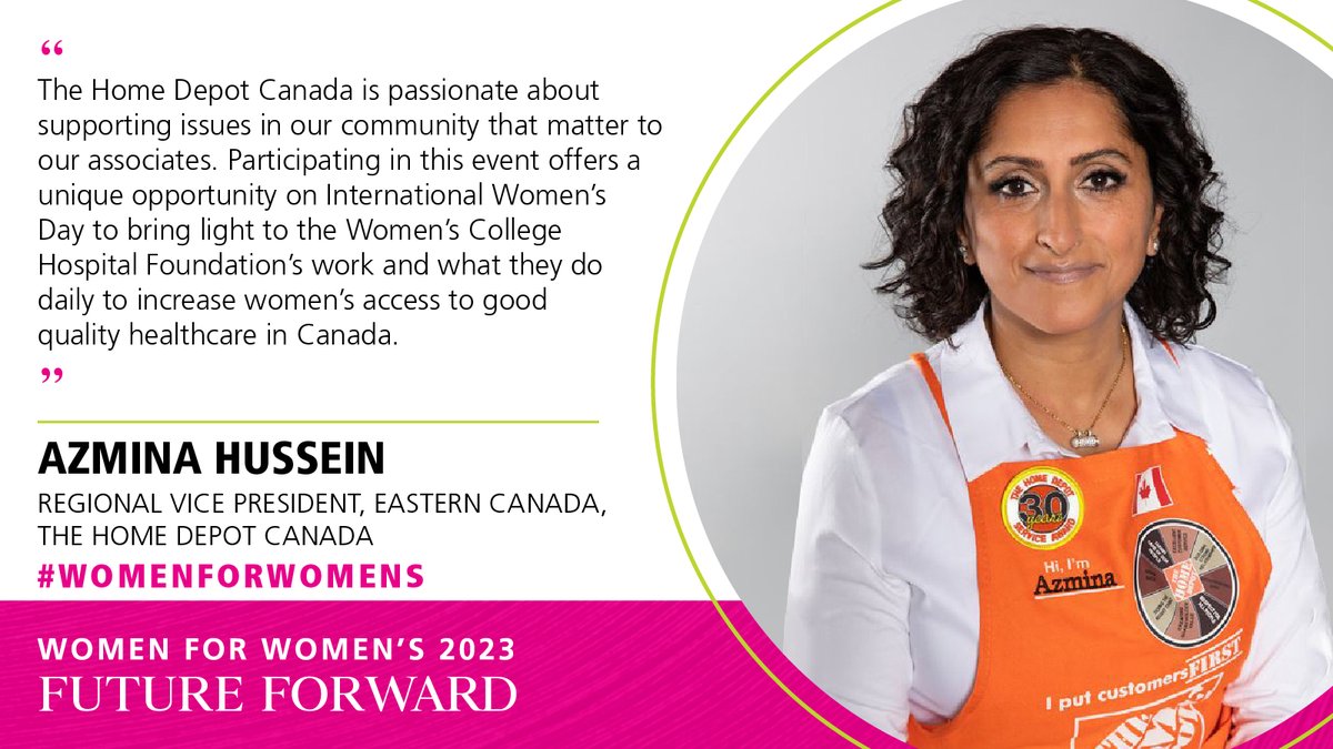 Meet Azmina, Regional Vice President of Eastern Canada at @HomeDepotCanada. Read our Q&A with Azmina and learn more about The Home Depot Canada and their support for #WomenforWomens: bit.ly/3IZWy5n #HealthEquity