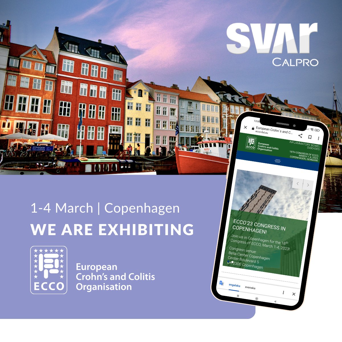SvarLifeScience's tweet photo. #Calpro will be exhibiting at European Crohn’s & Colitis Organization (#ECCO)!
Please visit our booth #C3-23 and meet the team of experts. We are excited to show-cast our #calprotectin products and introducing the latest member of the #CalproSmart family.
#IBD #selftest https://t.co/Gw608fI9hO