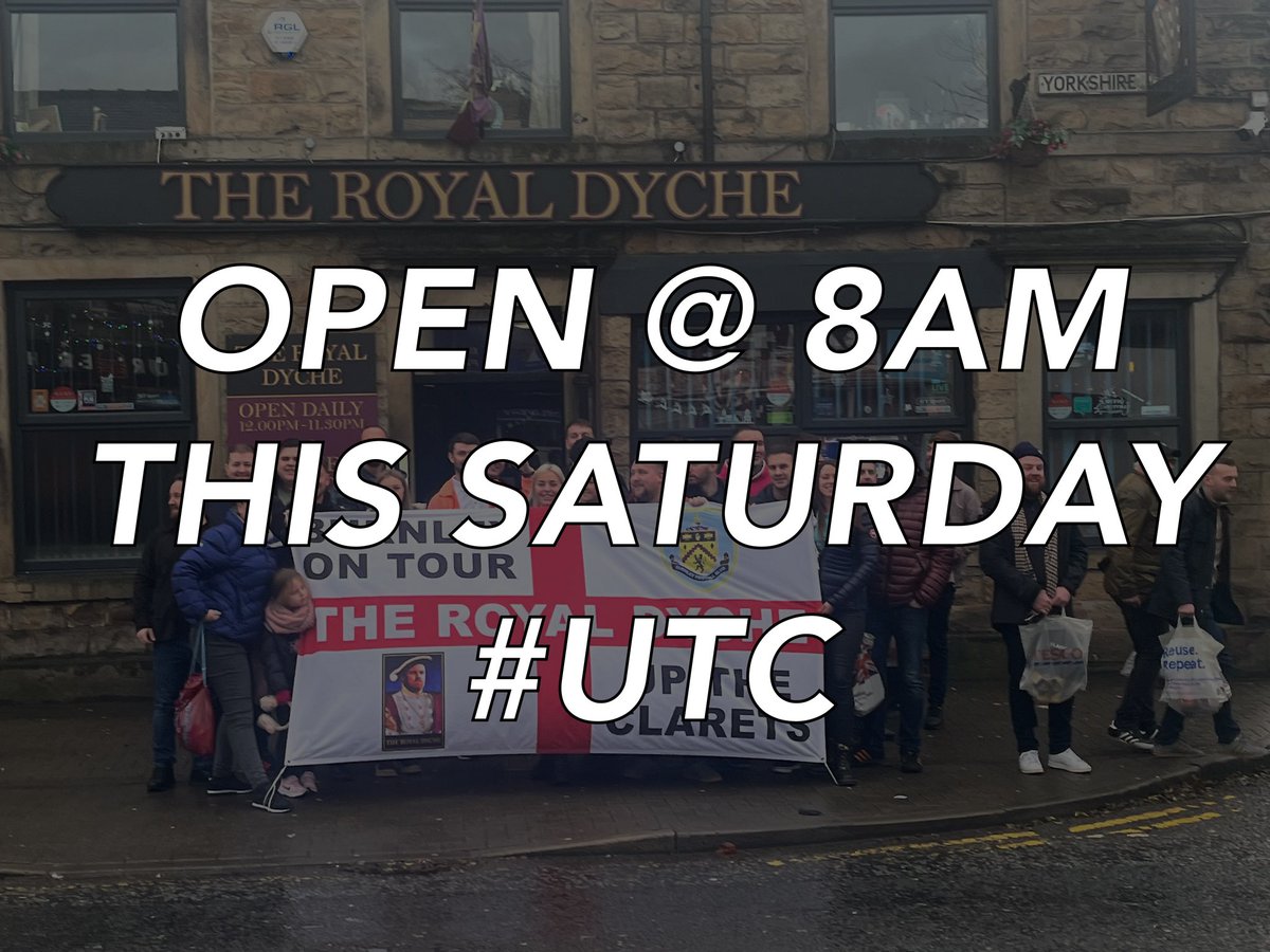 theroyaldyche's tweet photo. Any Clarets getting picked up for Blackpool, we are open at 8am 🍻
Accy Clarets Coach 2 is also departing from here 🙌🏼
#twitterclarets #UTC #BlackpoolAway https://t.co/eGVtJfy4tS