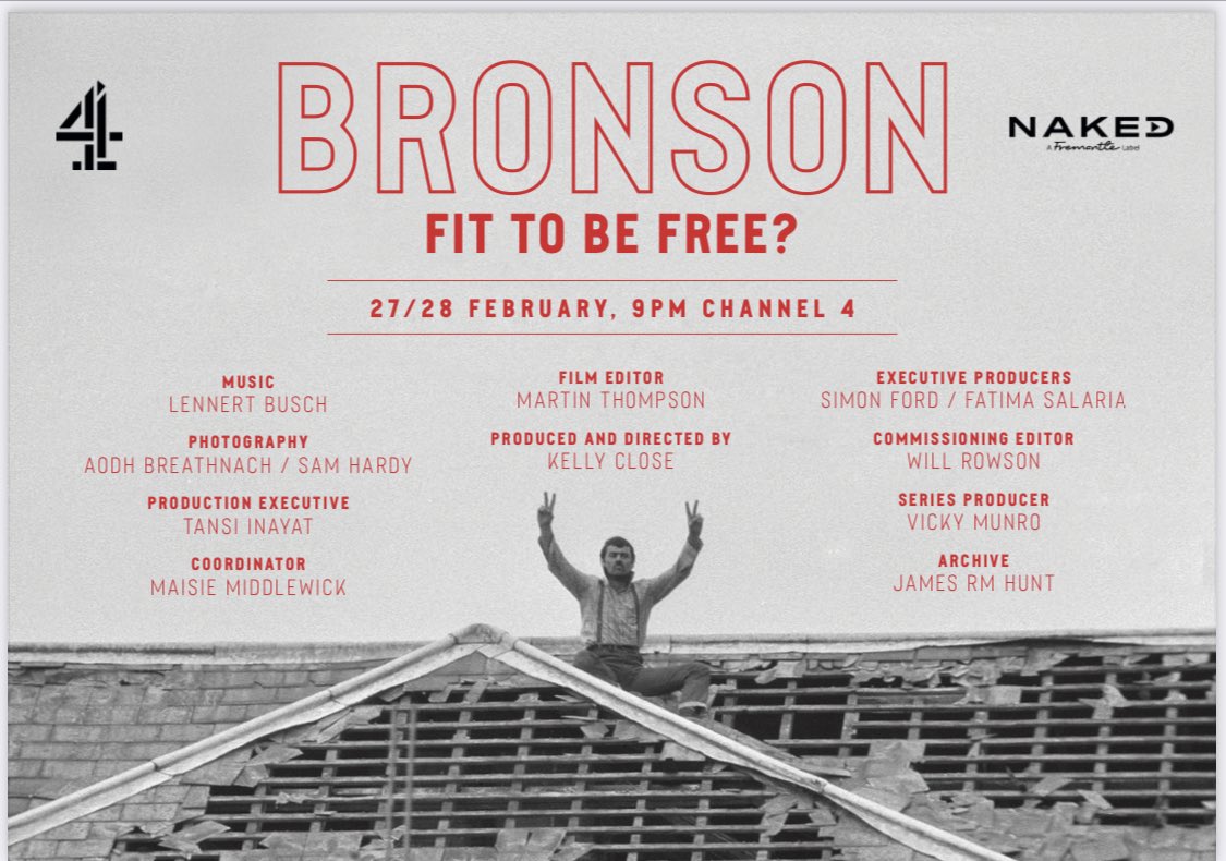 Tonight at 9 on C4. A fascinating watch. Well done to all involved. #bronson #fittobefree?
