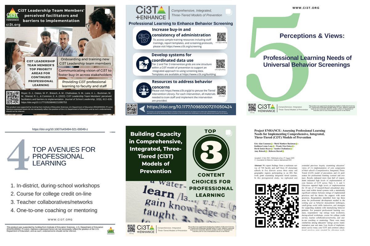 Ci3TModel's tweet photo. Check out #Ci3T on Instagram #CEC2023 @CECMembership @IESResearch @MTSSResearchNet. We've dropped new visuals on lessons learned across 4 papers from Project ENHANCE Year 1 examining professional learning needs to sustain #Ci3T implementation. https://t.co/Qz4MWwUfms https://t.co/NEyA21ieCH
