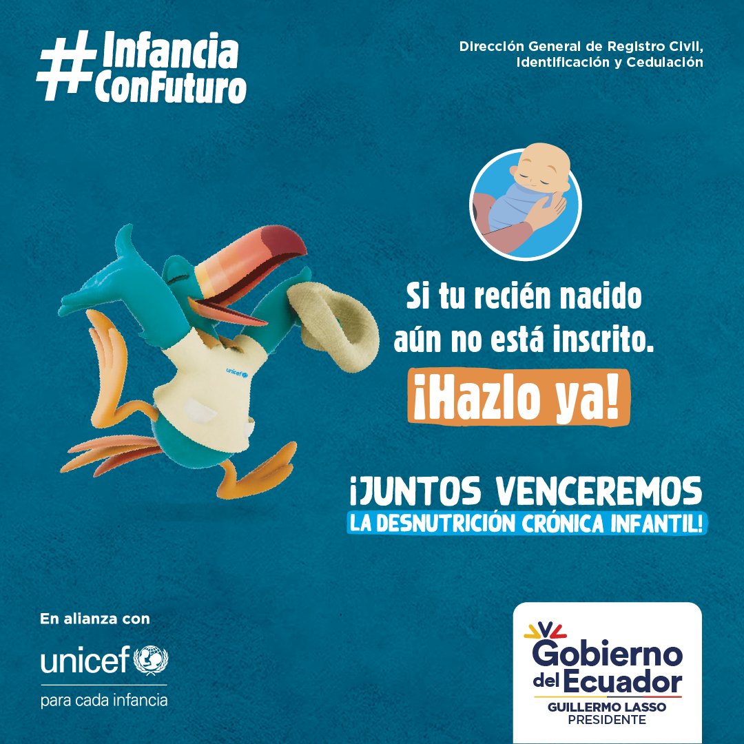 RegistroCivilec's tweet photo. El derecho a la identidad permite que niñas y niños tengan un nombre y una nacionalidad. Además, es la puerta a sus otros derechos como el acceso a servicios de salud, educación y protección.

¡Asegúrate de registrar a tu hijo o hija!

#InfanciaConFuturo @unicefecuador https://t.co/PUy1zZA0Zh