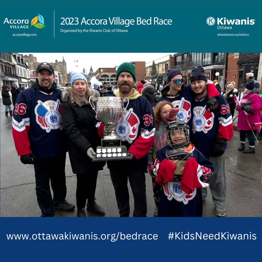 The final results are in! Congratulations to Local 96 International Union of Elevator Constructors, who recorded the fastest race time during the #2023AccoraVillage #BedRace #KidsNeedKiwanis