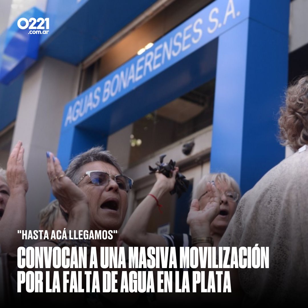 0221comar's tweet photo. MARCHA POR EL AGUA 🚱⚠️ Vecinos de toda #LaPlata se movilizarán a la Gobernación para exigir soluciones por la falta de agua potable.

Las pésimas condiciones en el suministro motivaron a vecinos de distintos puntos de la ciudad a movilizarse contra #ABSA el próximo 7 de marzo. https://t.co/qfx19GvuPI