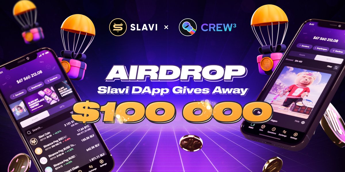🎁Slavi &amp; Crew³ announce major #Airdrop! #Slavi DApp Gives Away $100,000

🔥Slavi allocates $100,000 for Crew³ activity for the Slavi community!

🚀Crew³ is a platform that helps #web3 communities drive growth and engagement.

 Join 👉 crew3.xyz/c/slavidapp/in…