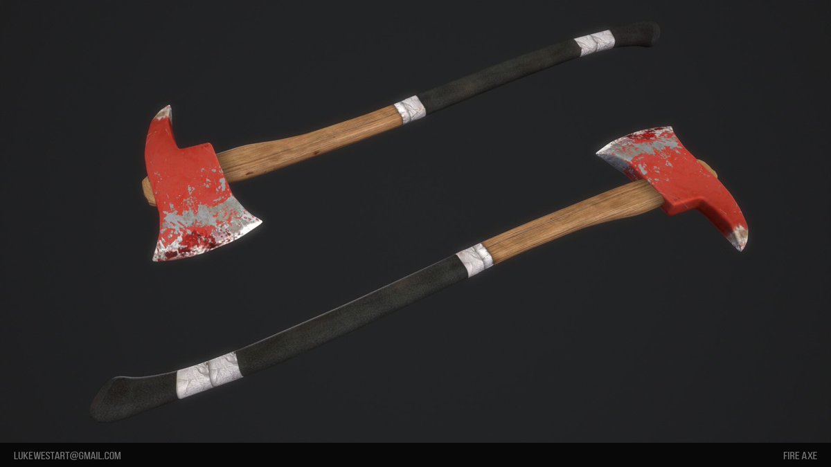 lukewestart's tweet image. Making simple props from reference photos (with a post apocalyptic theme in mind) #postapocalyptic #3dart #gameart #3dmodeling #axe #3dsMax #photoshop #marmosettoolbag