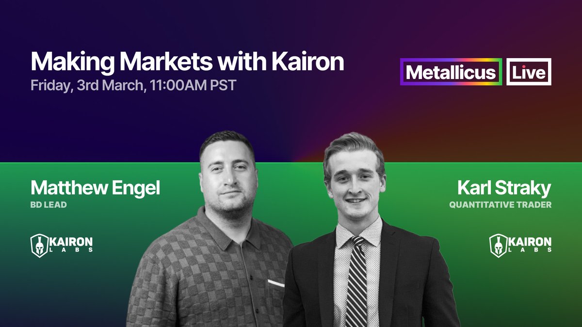 MetallicusTDBN's tweet image. We. Are. Back. ⚡️🎧

Join us for #MetallicusLive this Friday, with Matt &amp;amp; Karl from @KaironLabs, the latest partner, and first market-maker on the #ProtonBlockchain decentralized exchange #ProtonDEX

Got a question for them? Drop it below 👇

#Metallicus2023