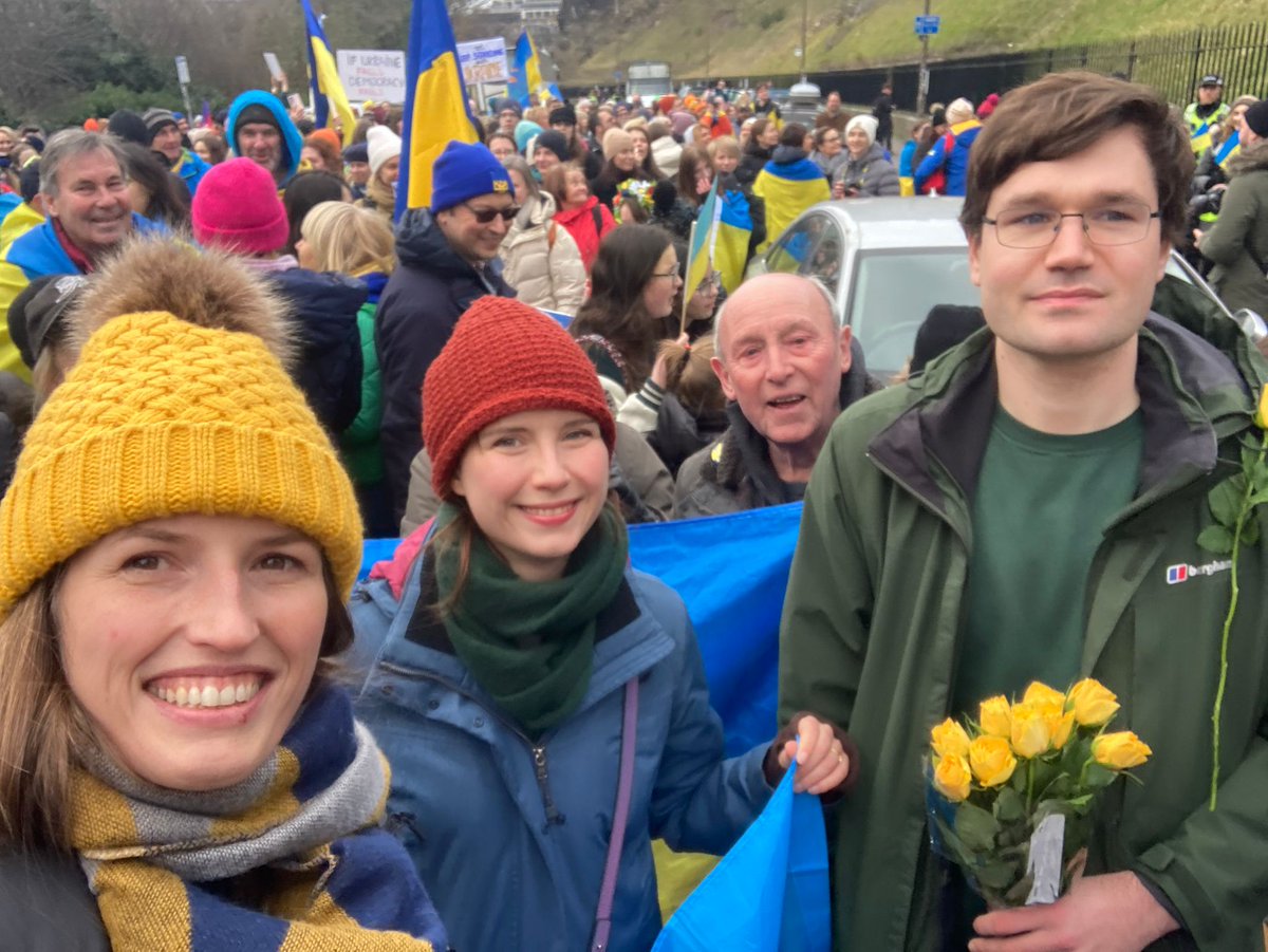 FeniksCentre's tweet photo. #StandWithUkraine 
@FeniksCentre staff, Board members &amp; volunteers joined the March in #Edinburgh on Feb 25 to mark anniversary of #Ukraine invasion to express our support. Thanks @PLinEdinburgh, @evoc_edinburgh, @AUGBEdinburgh, @UKRinEdinburgh &amp; @VolunteerEdi for their support. https://t.co/4kLTmgBDel