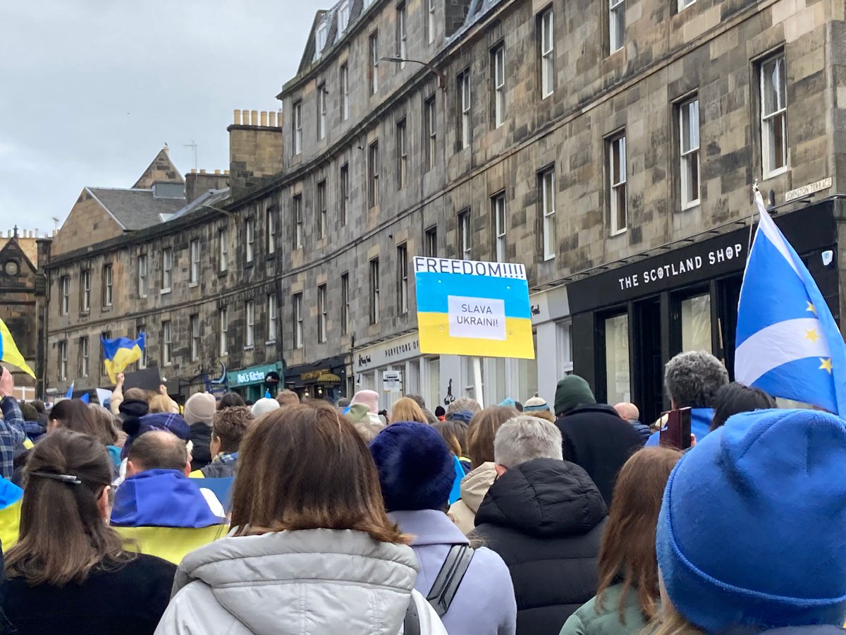FeniksCentre's tweet photo. #StandWithUkraine 
@FeniksCentre staff, Board members &amp; volunteers joined the March in #Edinburgh on Feb 25 to mark anniversary of #Ukraine invasion to express our support. Thanks @PLinEdinburgh, @evoc_edinburgh, @AUGBEdinburgh, @UKRinEdinburgh &amp; @VolunteerEdi for their support. https://t.co/4kLTmgBDel