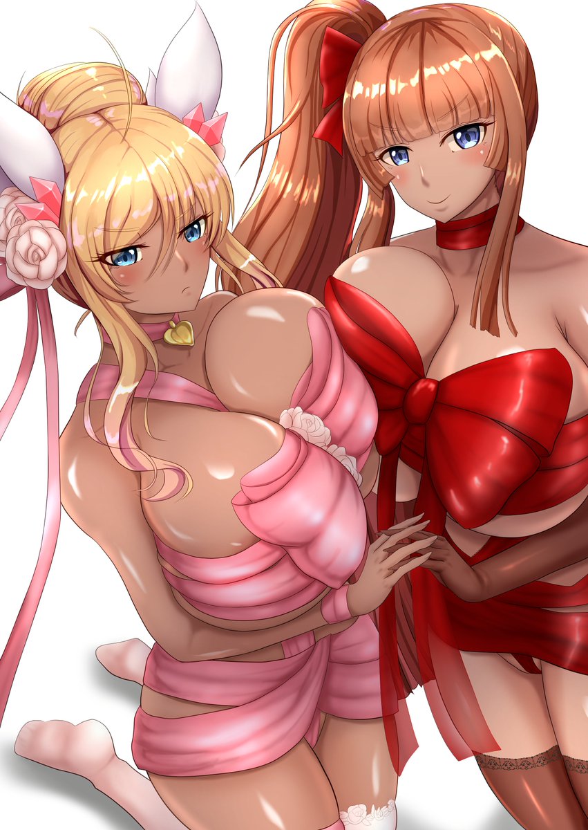 #アクション対魔忍 
#対魔忍RPG 
褐色プレゼントと化した二人な絵 