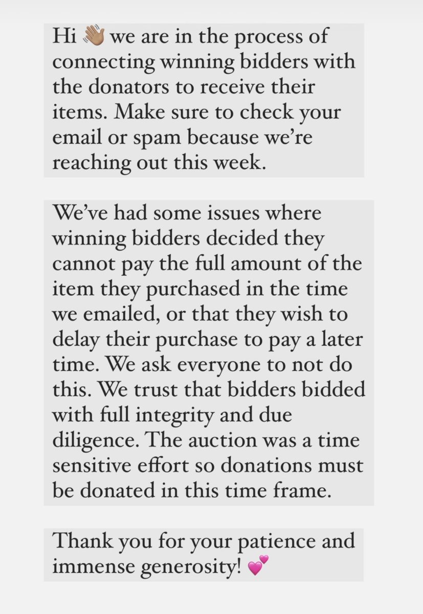 Thank you all for your patience as we navigate this process carefully and diligently❤️