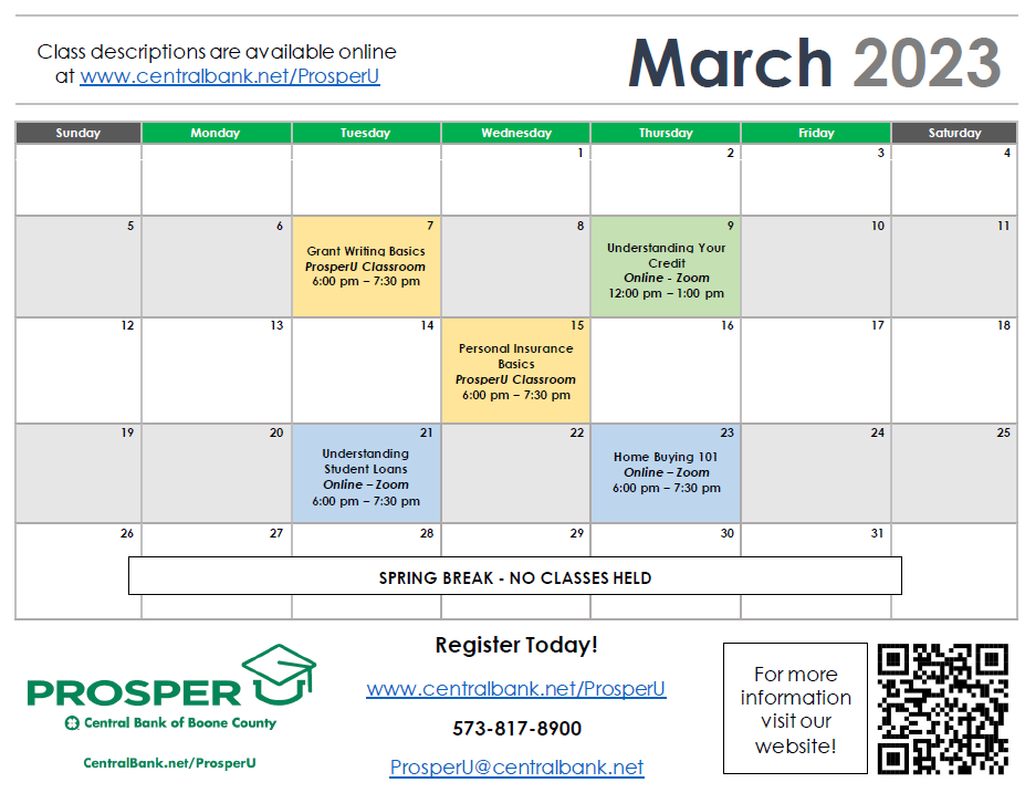 boonebank's tweet photo. Make sure to register for our FREE ProsperU March courses TODAY by visiting https://t.co/hY9UfpsA40, calling (573) 817-8900 or emailing prosperU@centralbank.net https://t.co/wuEmPF3Vhh