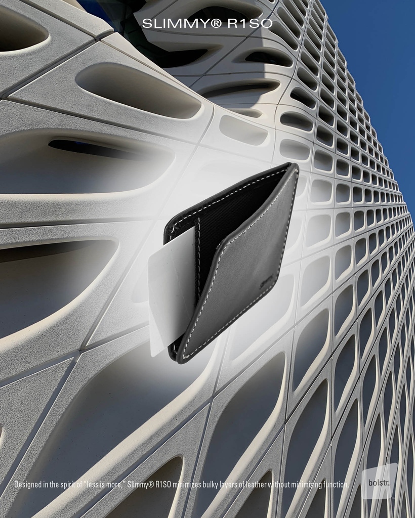bolstrxyz's tweet image. Maximum utility, minimalist form.

Slimmy® R1SO 1-pocket, 2-slot wallet by bolstr®

bolstr.xyz/products/r1so-…

#slimmy #slimwallet #rfidwallet #minimalistwallet #leatherwallet #everdaycarry #productdesign #cleancarry #timelessdesign